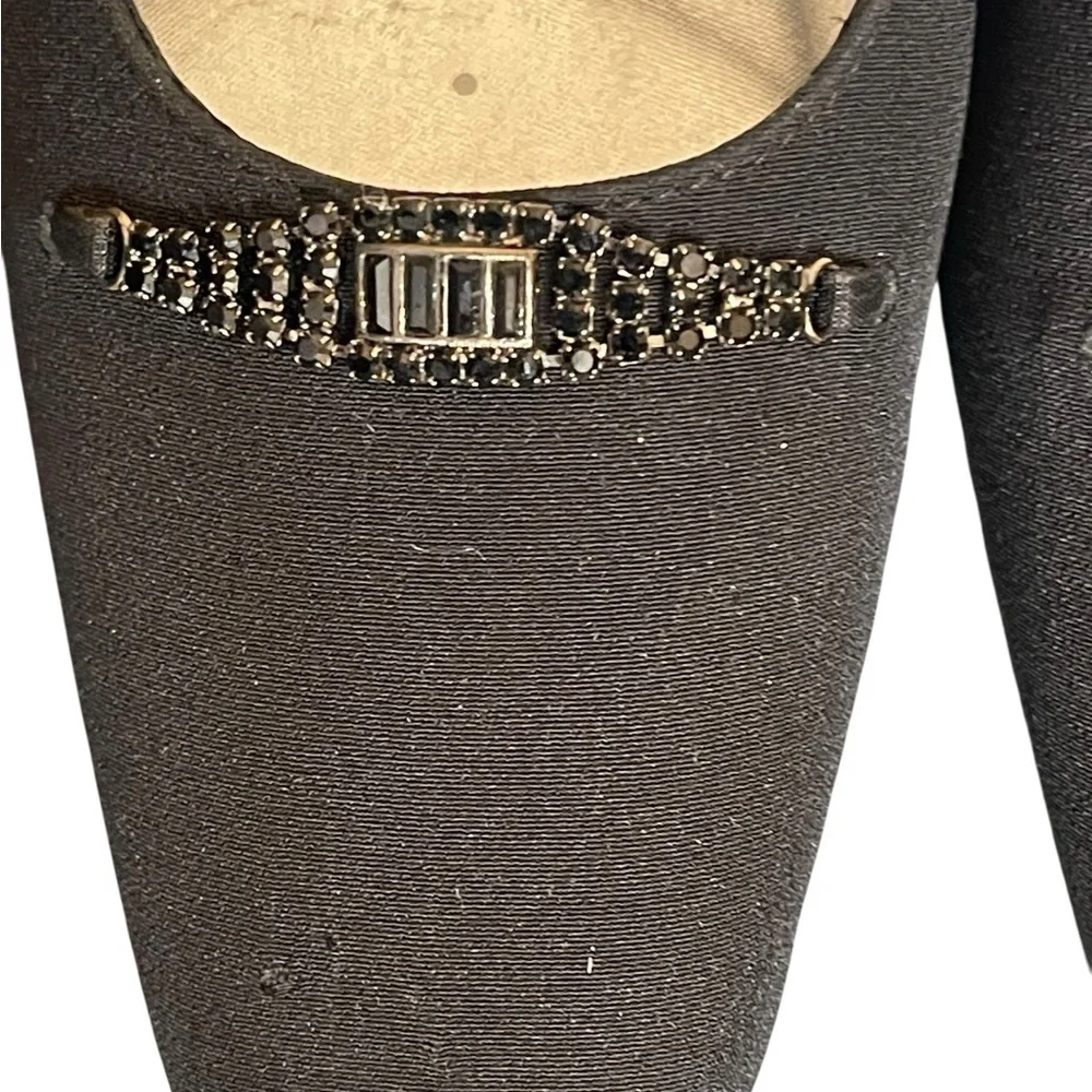 Stuart Weitzman‎ Pump Women's 7.5AA Black Fabric Embellish Slip On Block Heel